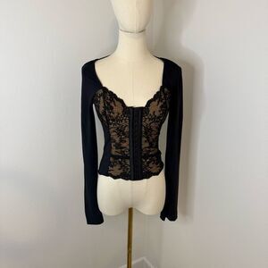 [Cosabella] Black Long Sleeve Corset Top - Size Medium